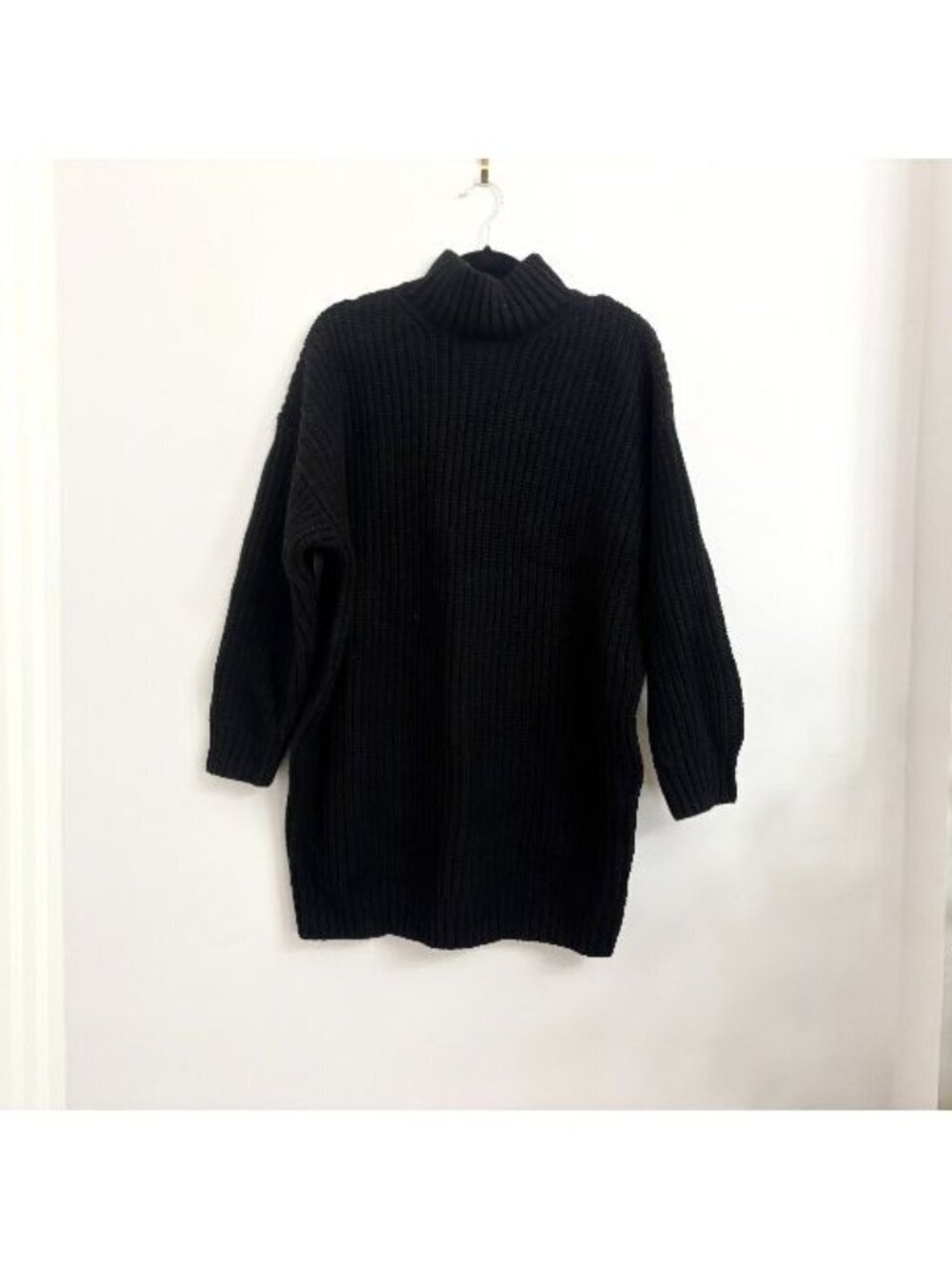 NWT Gap Oversized Mock Neck Ribbed Long Black Sweater - sz Medium - Picture 2 of 12